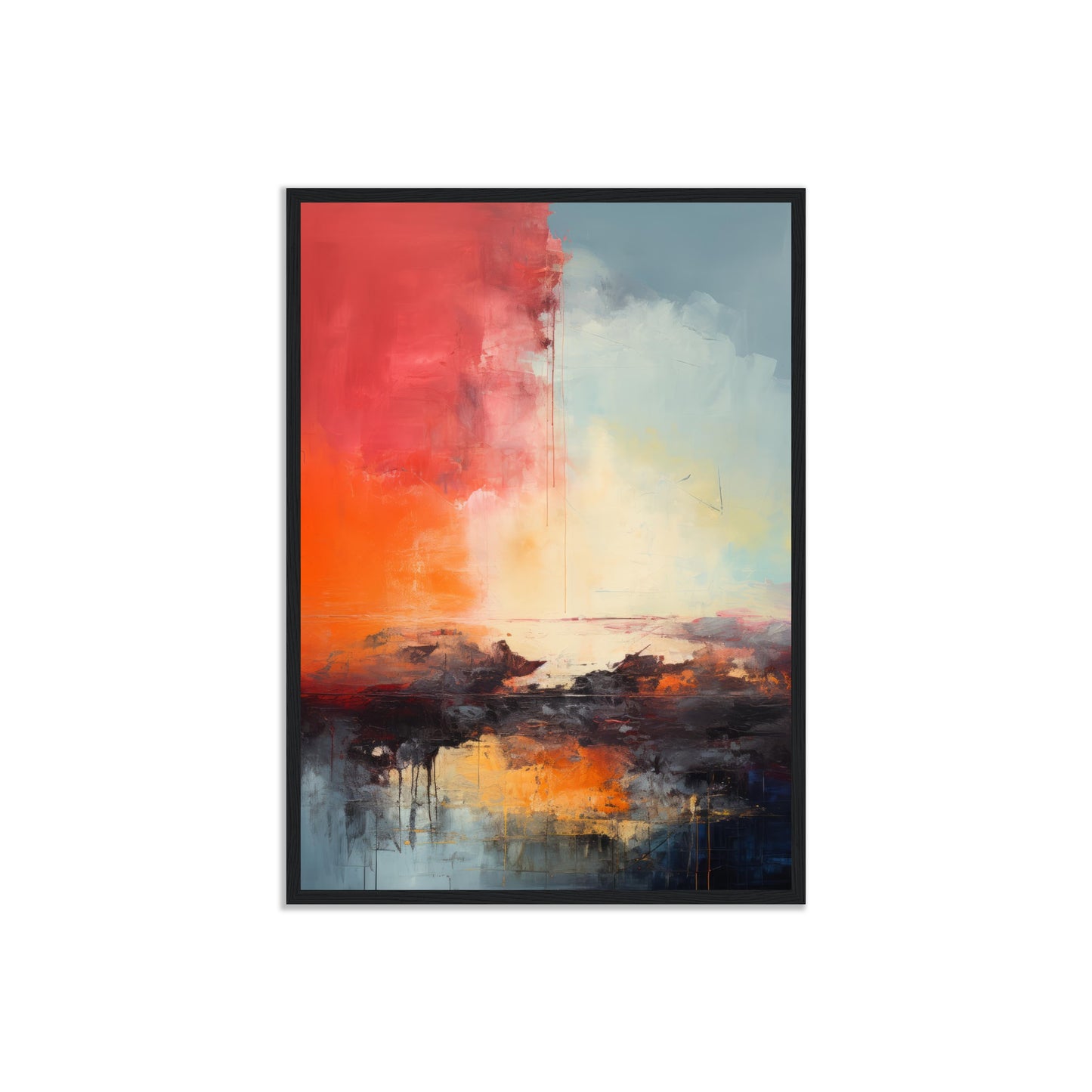 Eruption - Modern Abstract Wall Art Print Red Black