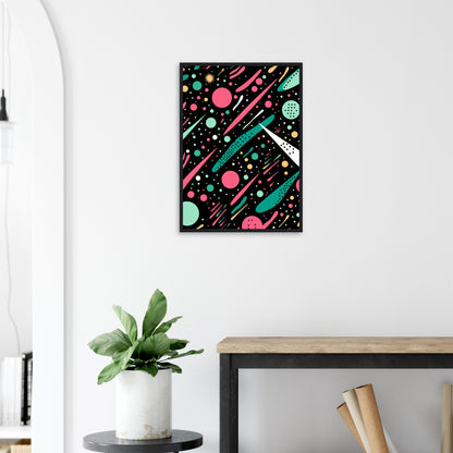 Happy Debris - Abstract Wall Art Print Black Pink Green