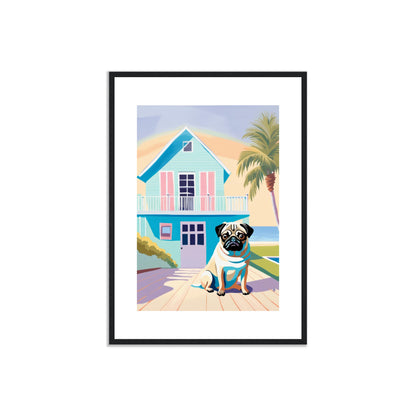 House Guard - Minimalist Wall Art Print Pug Dog