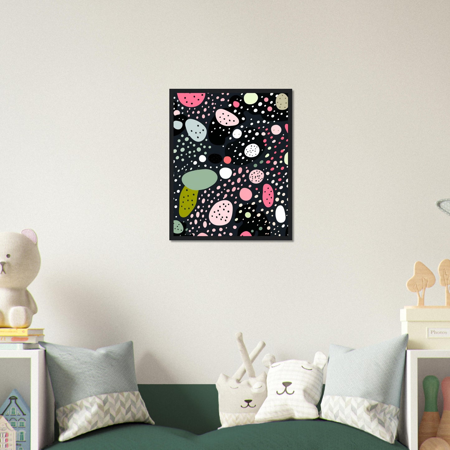 Licorice - Minimalist Wall Art Print Black Green Pink