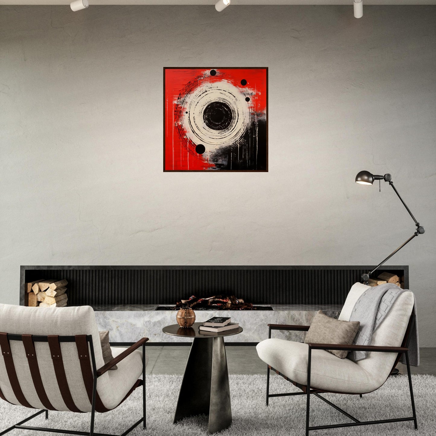 Bulls Eye - Modern Abstract Black and Red Wall Art Print