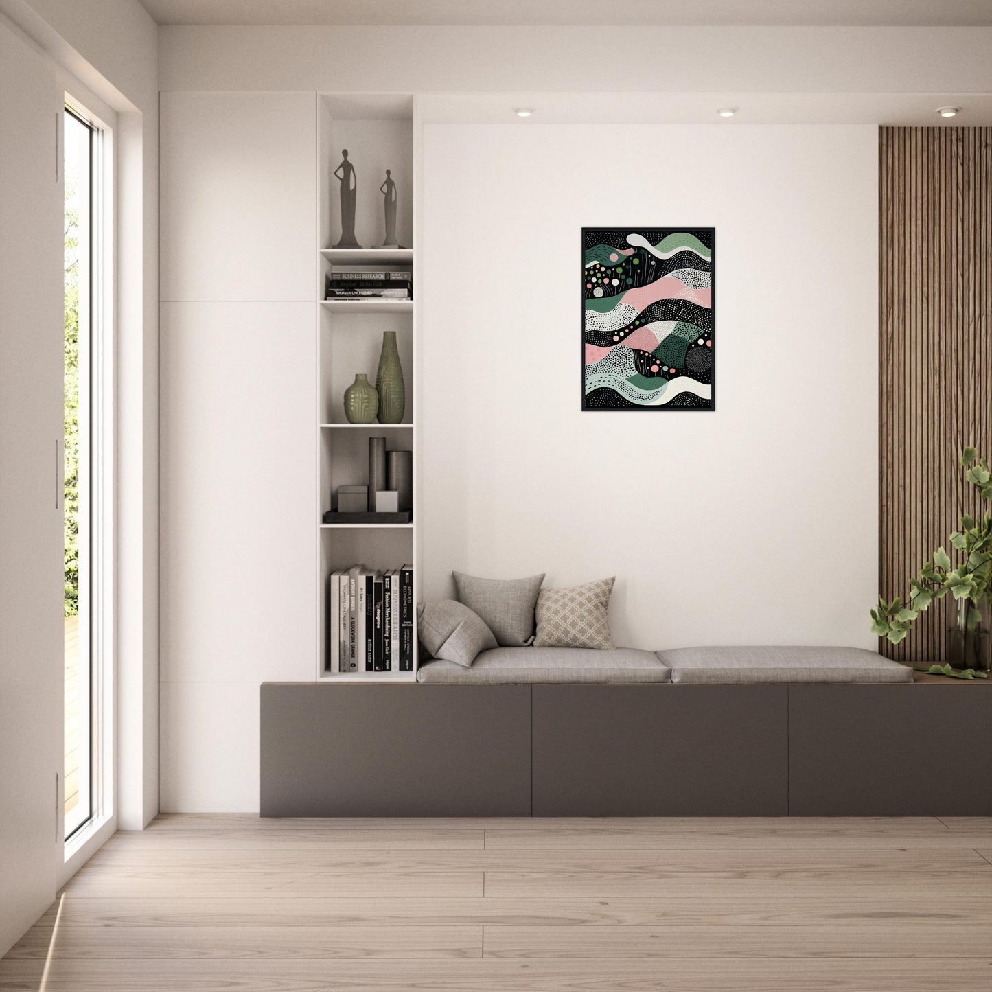 Layers - Modern Minimalist Abstract Wall Art Print Black Green Pink