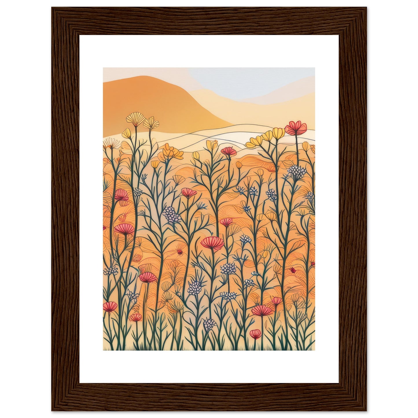 Floral Orange - Floral Abstract Wall Art Print Nature