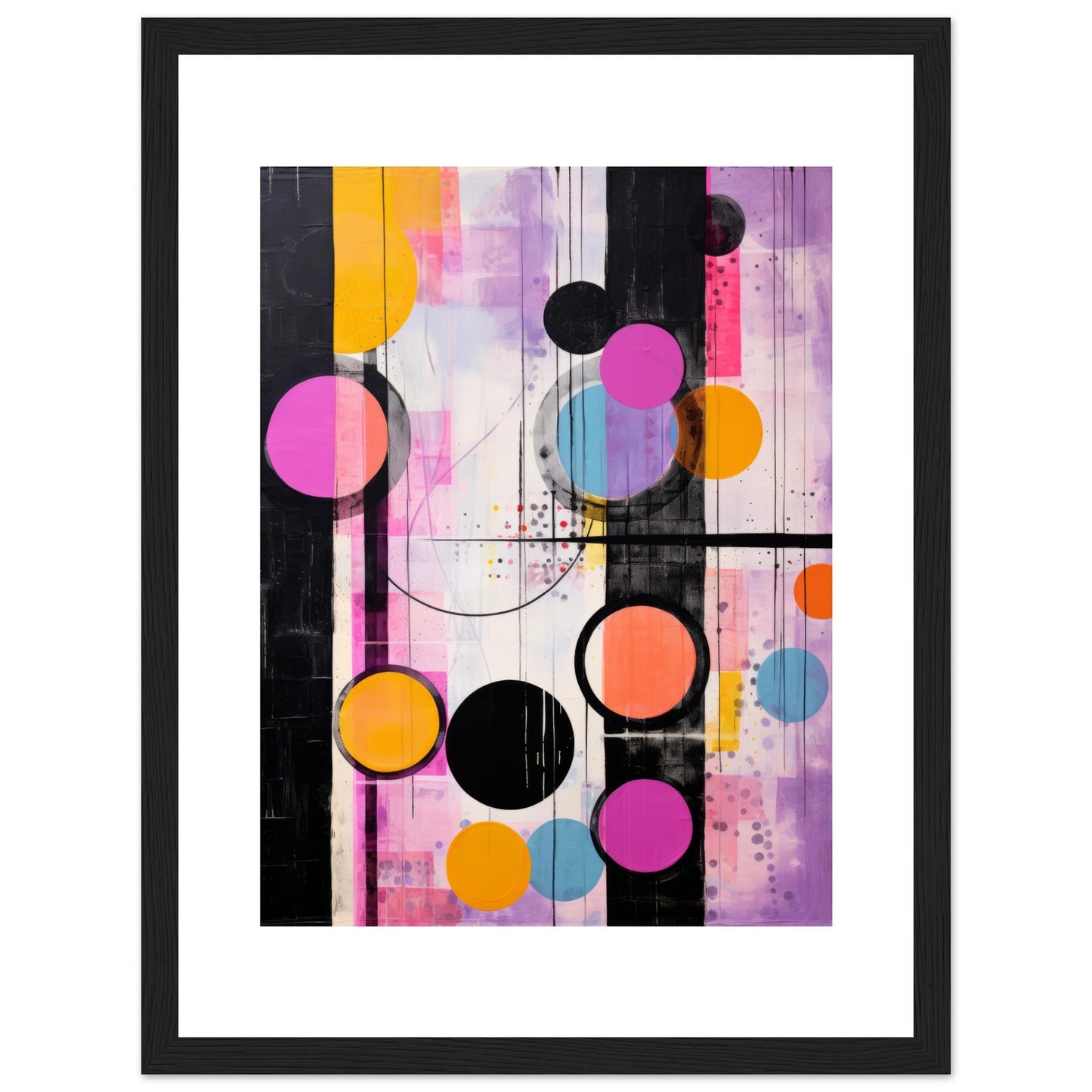 Back Then - Modern Abstract Wall Art Print Pink and Black