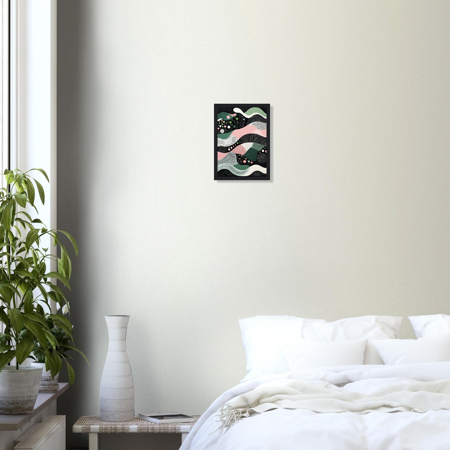 Layers - Modern Minimalist Abstract Wall Art Print Black Green Pink