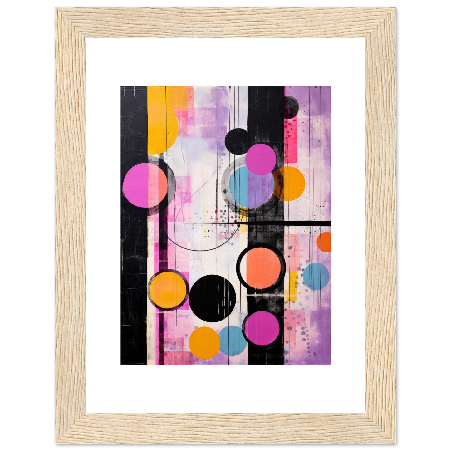 Back Then - Modern Abstract Wall Art Print Pink and Black