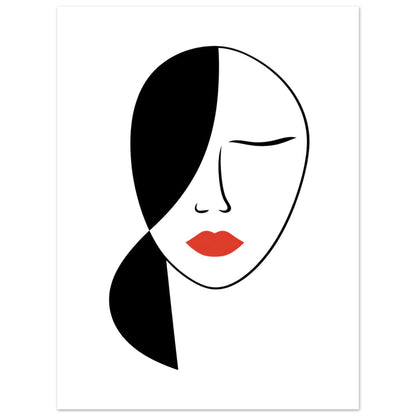 Rest in Secrets - Modern Abstract Line Wall Art Print Black and White Woman