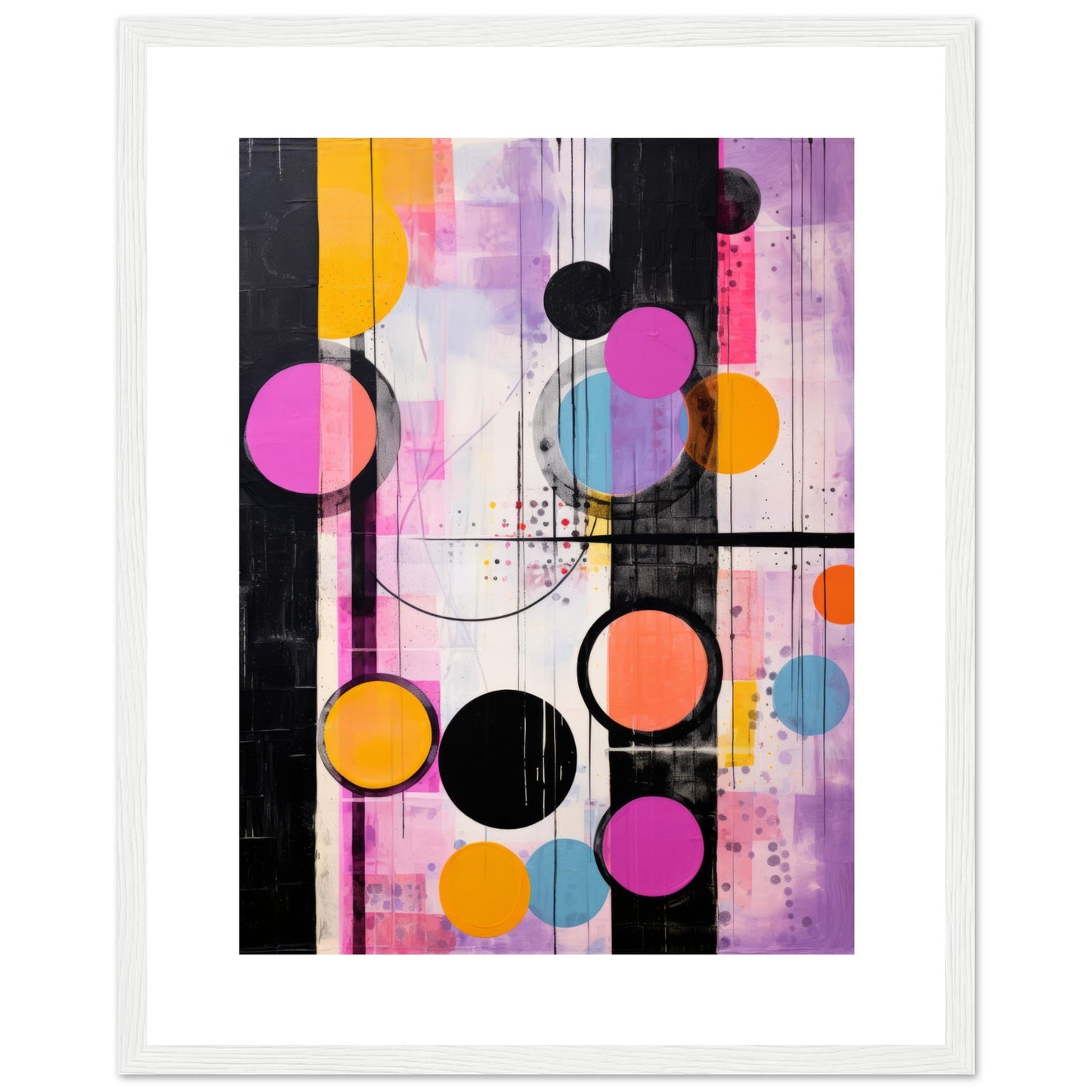 Back Then - Modern Abstract Wall Art Print Pink and Black