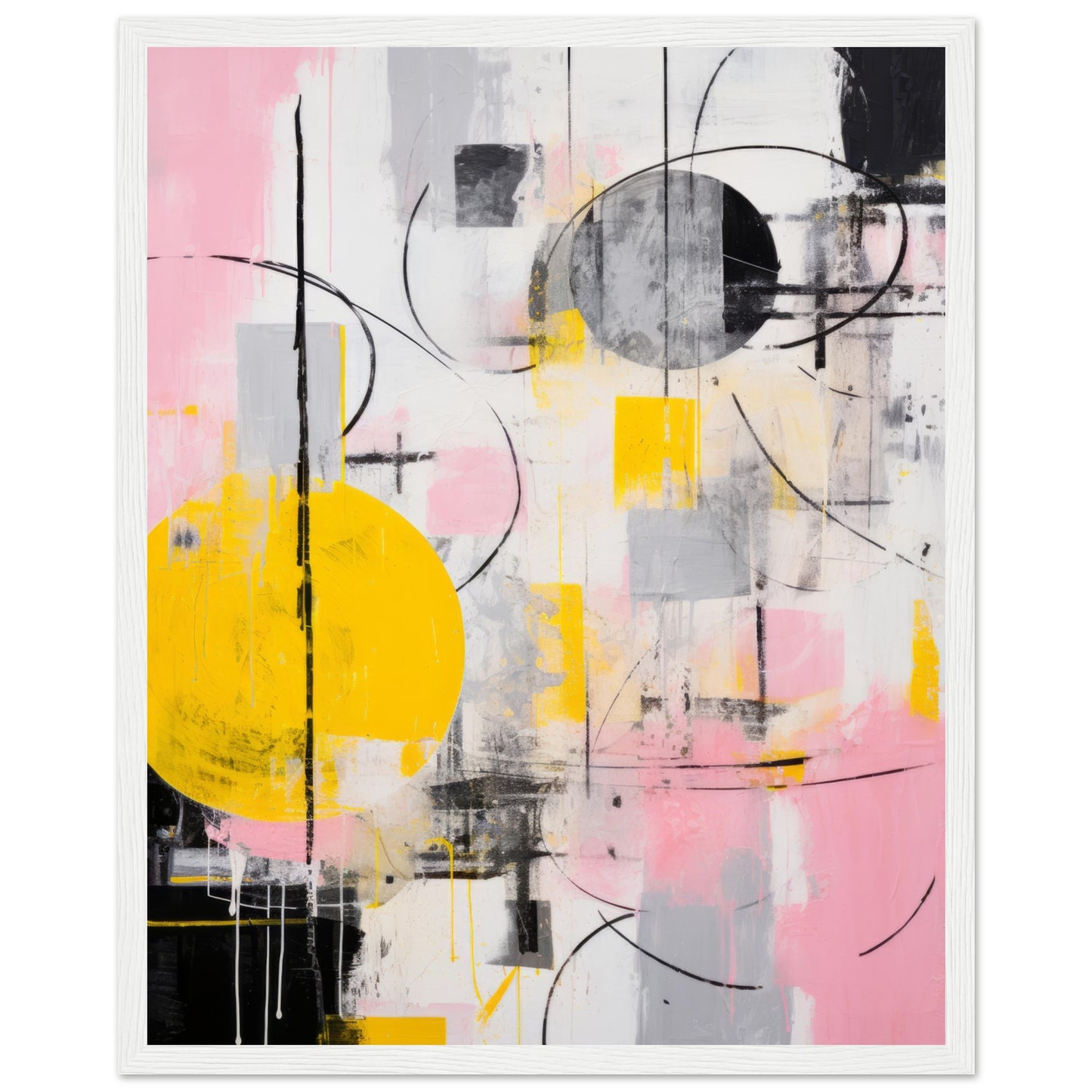 Multitudes - Modern Abstract Wall Art Print Pink Black Yellow