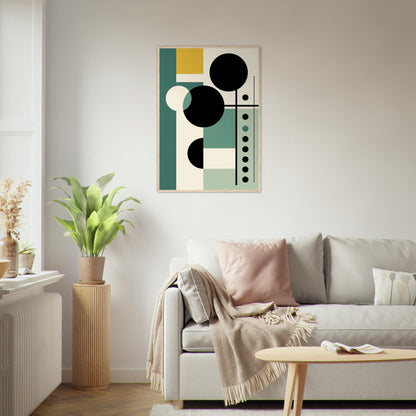 Green and Black -  Geometric Minimalist Abstract Wall Art Print