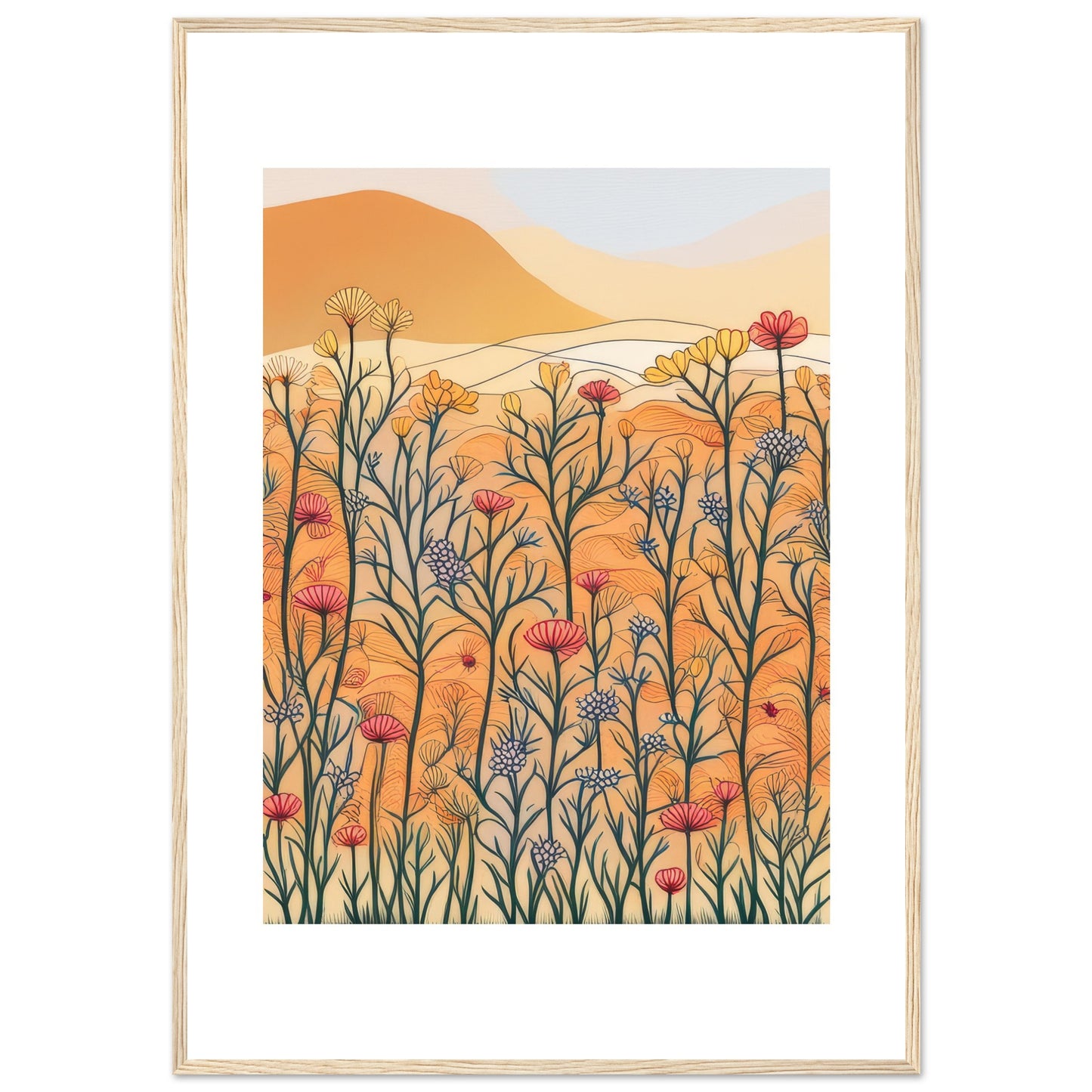 Floral Orange - Floral Abstract Wall Art Print Nature