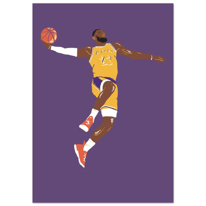  a minimalistic wall art print of LeBron James mid-dunk, crafted by graphic artist Paul Jürgens.