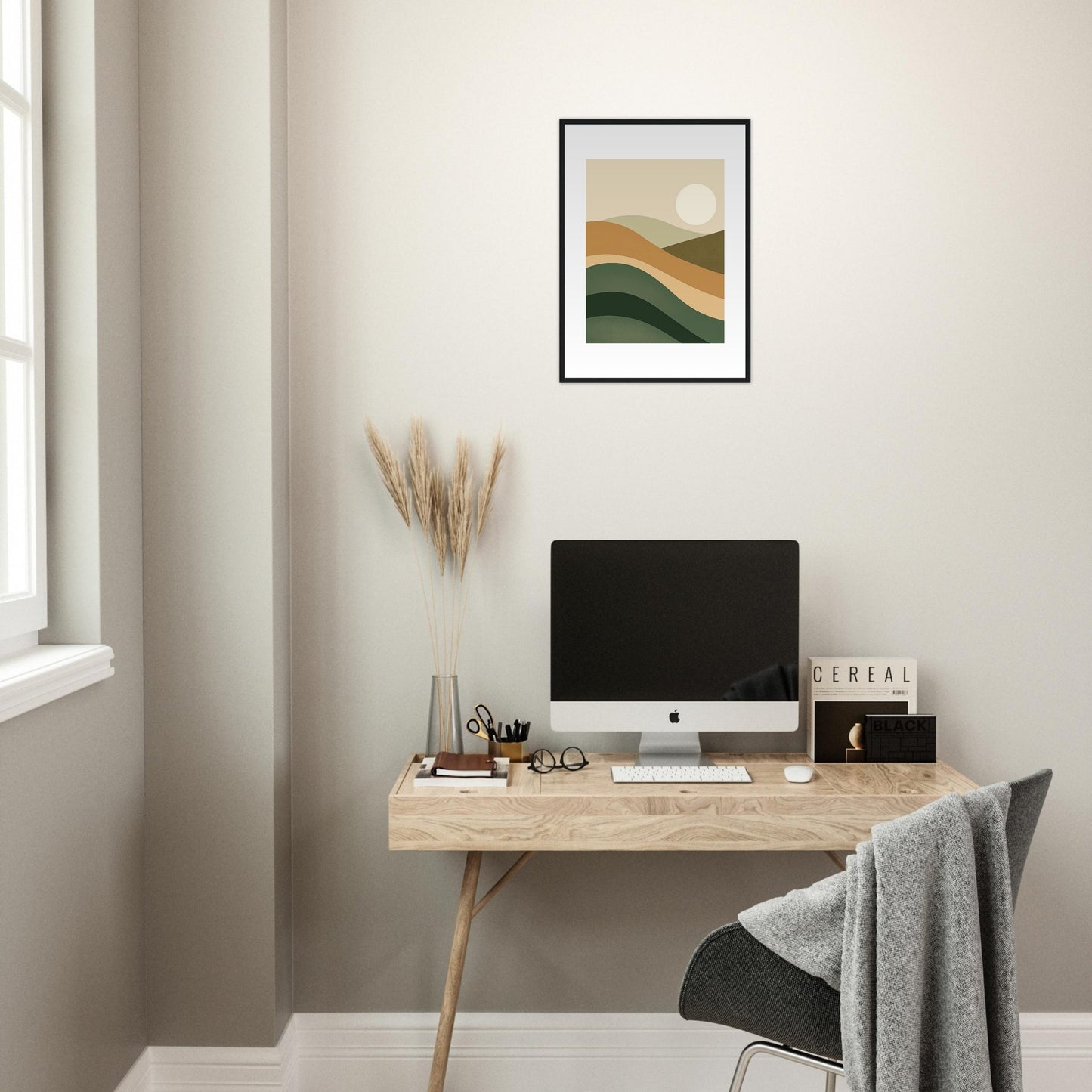 Auf der Weide - Green Minimalist Wall Art Print Nature