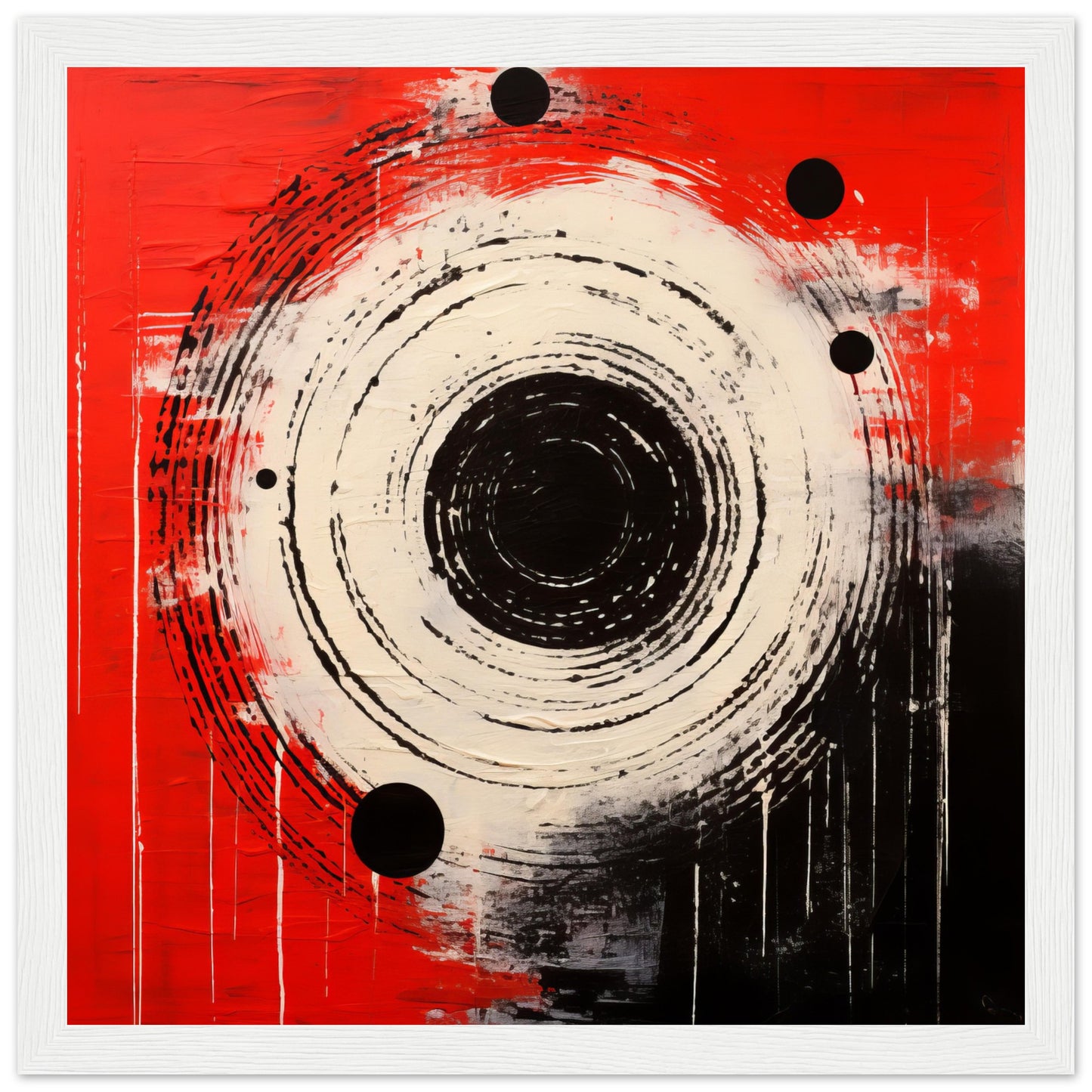 Bulls Eye - Modern Abstract Black and Red Wall Art Print