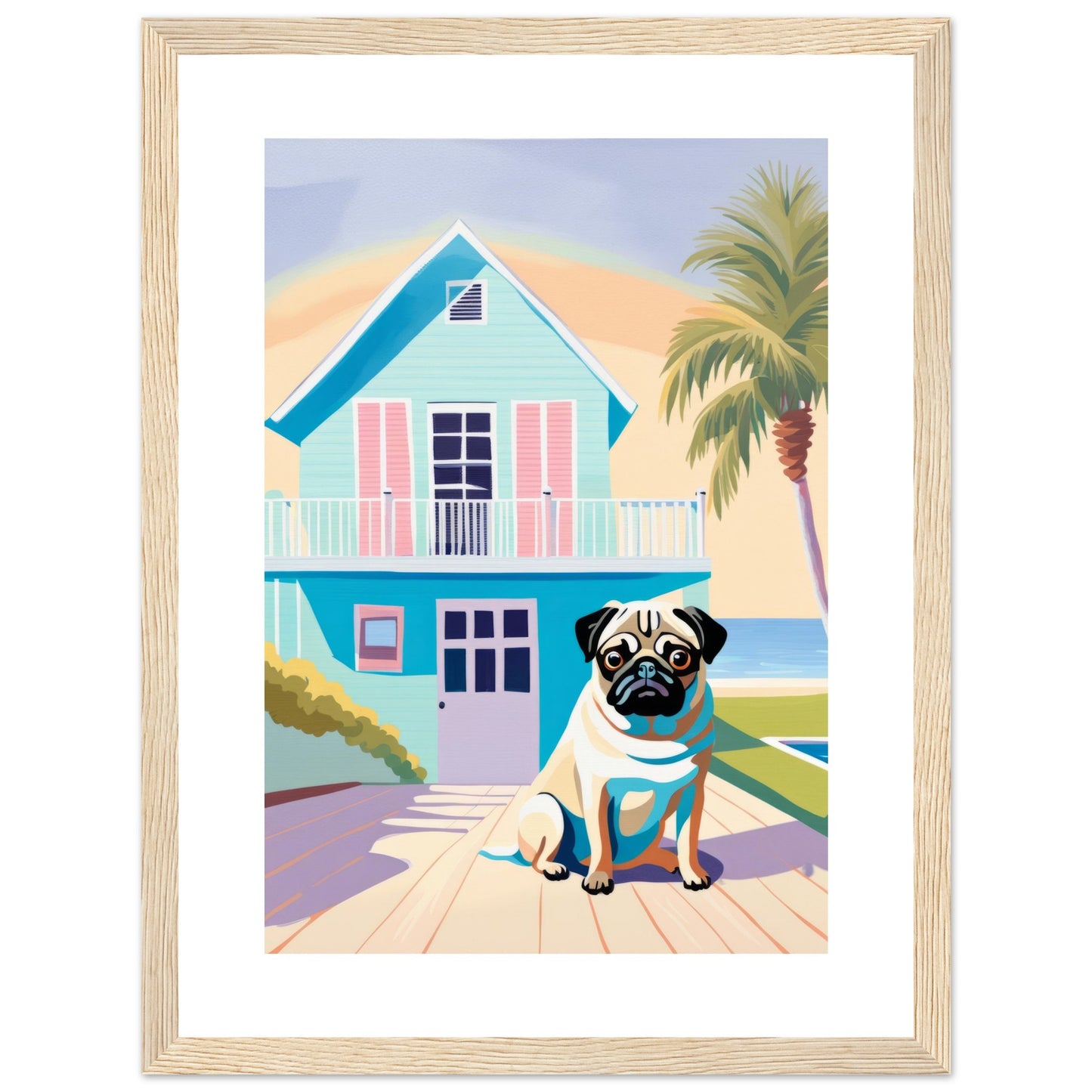 House Guard - Minimalist Wall Art Print Pug Dog