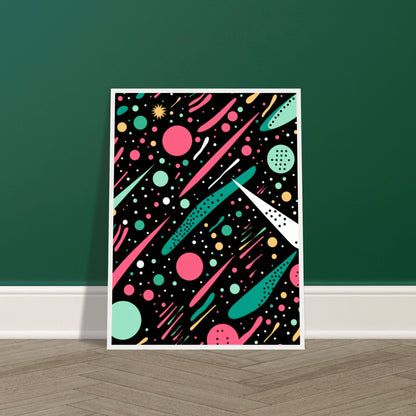 Happy Debris - Abstract Wall Art Print Black Pink Green