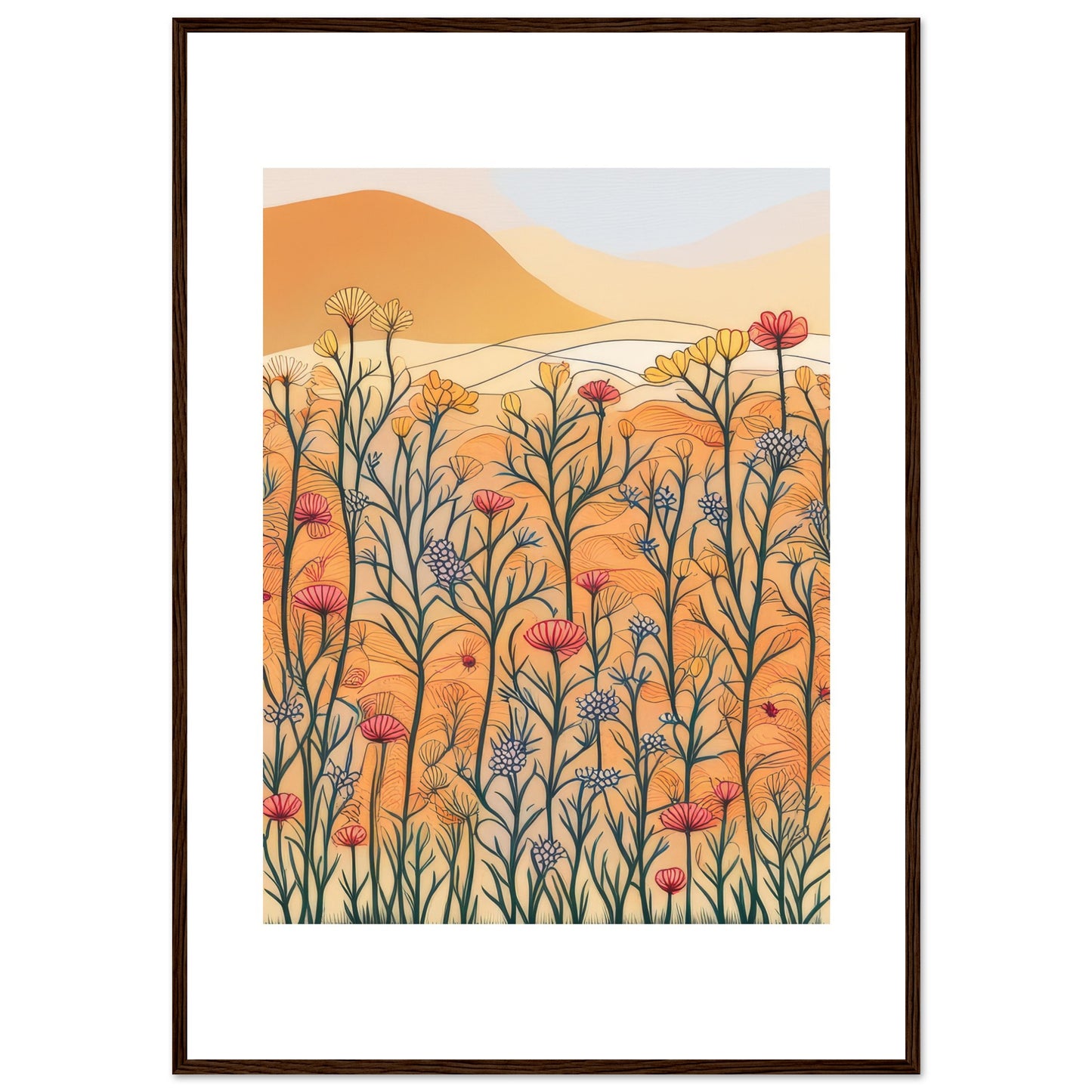 Floral Orange - Floral Abstract Wall Art Print Nature