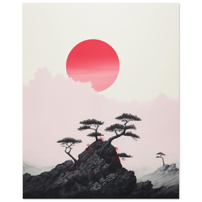Cevenya - Minimalist Red and Black Nature Wall Art Print