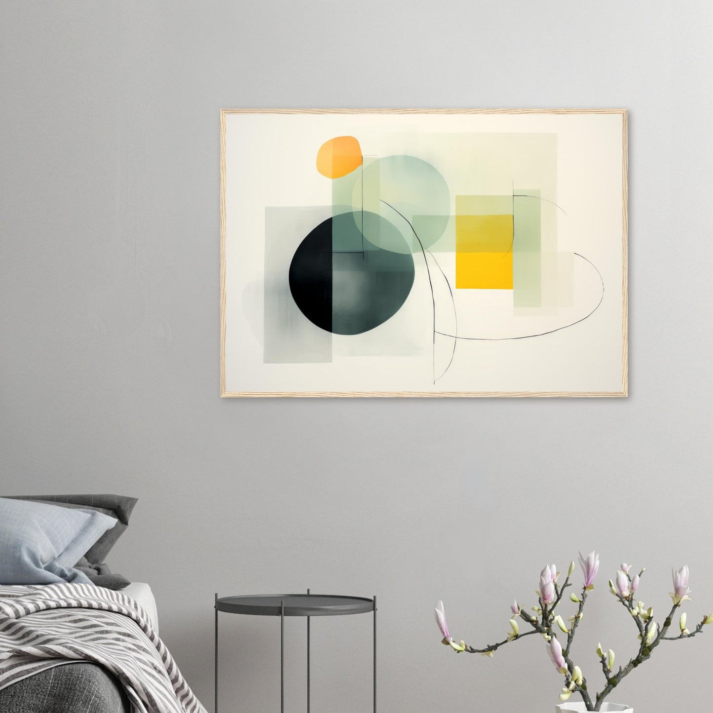 The Spirit I Need - Geometrc Abstract Wall Art Watercolor Print Green Yellow