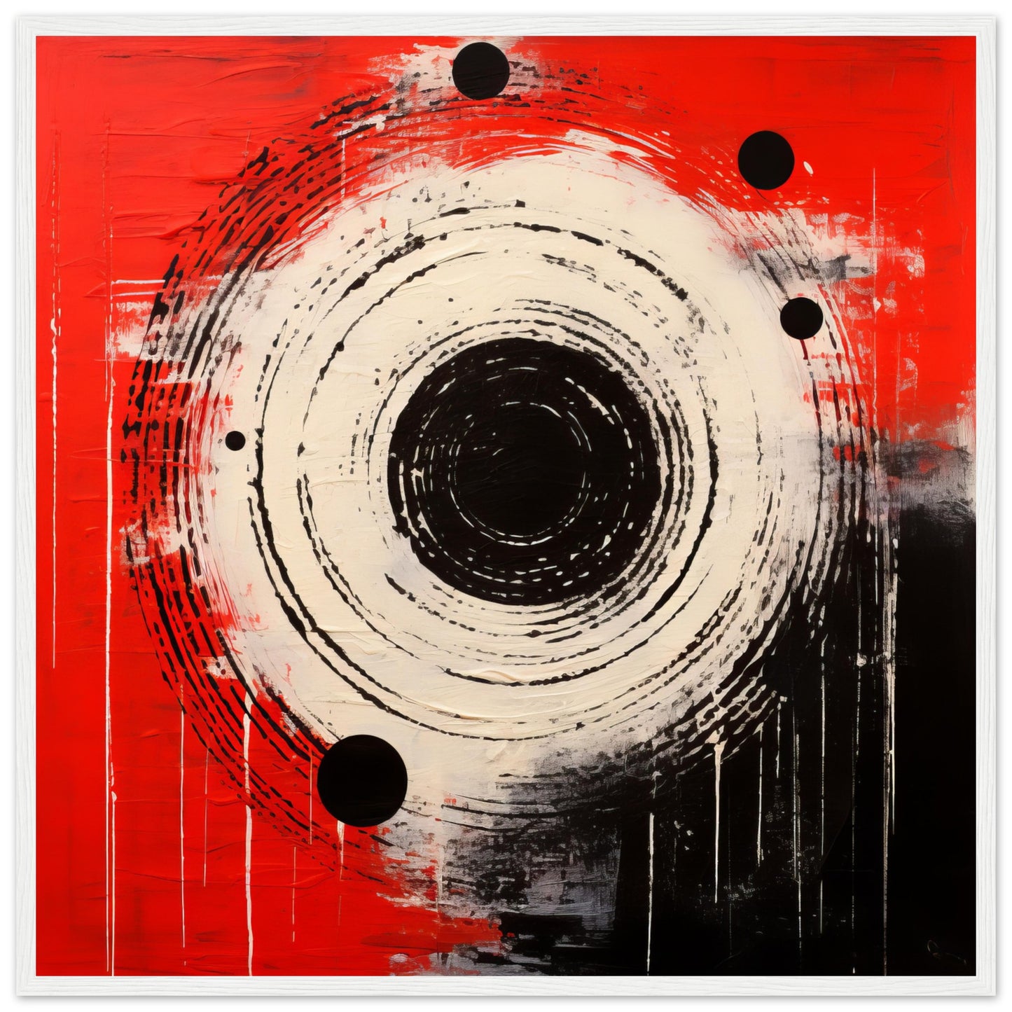 Bulls Eye - Modern Abstract Black and Red Wall Art Print