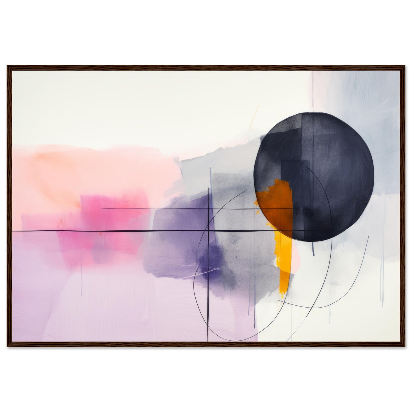 Pragma Deego - Modern Abstract Wall Art Print Watercolor Pink, Black, Purple