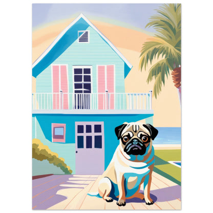 House Guard - Minimalist Wall Art Print Pug Dog