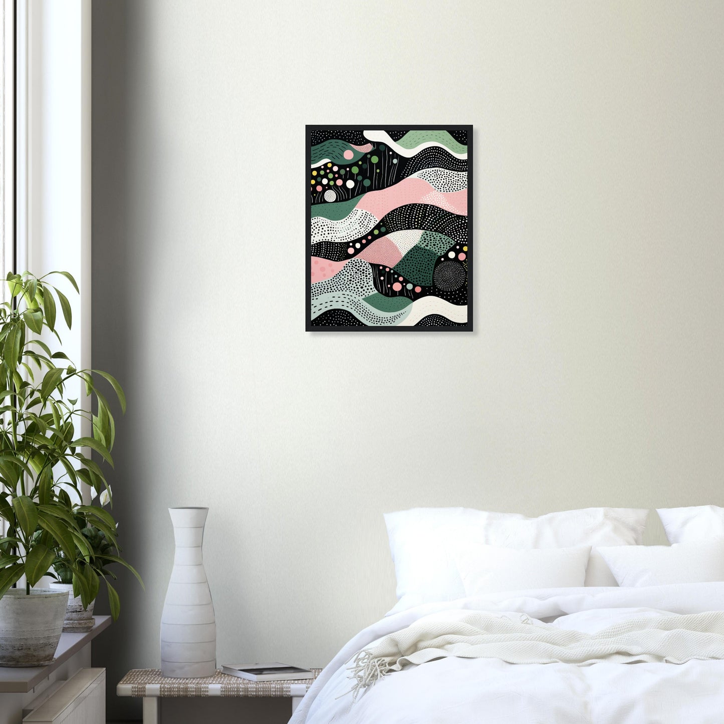 Layers - Modern Minimalist Abstract Wall Art Print Black Green Pink