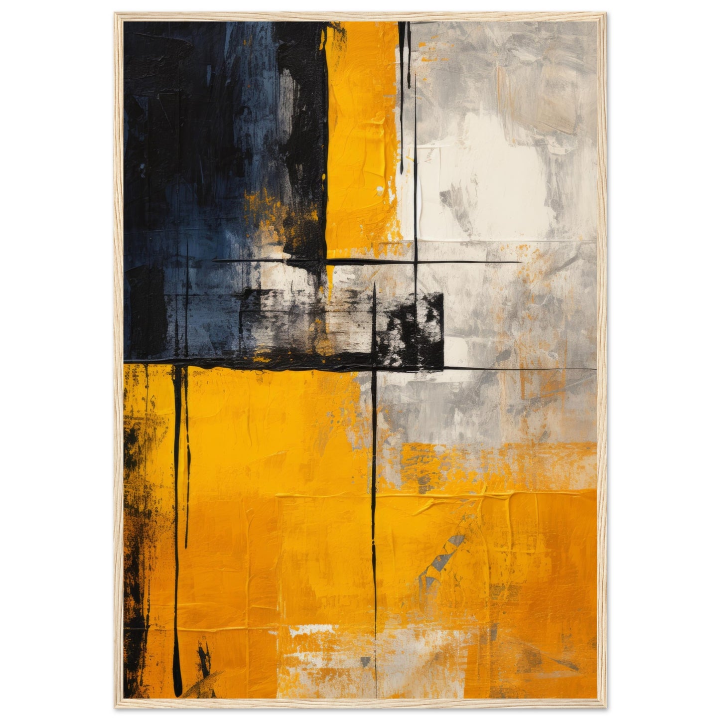 Yellow Distinction - Modern Abstract Wall Art Print Yellow Black