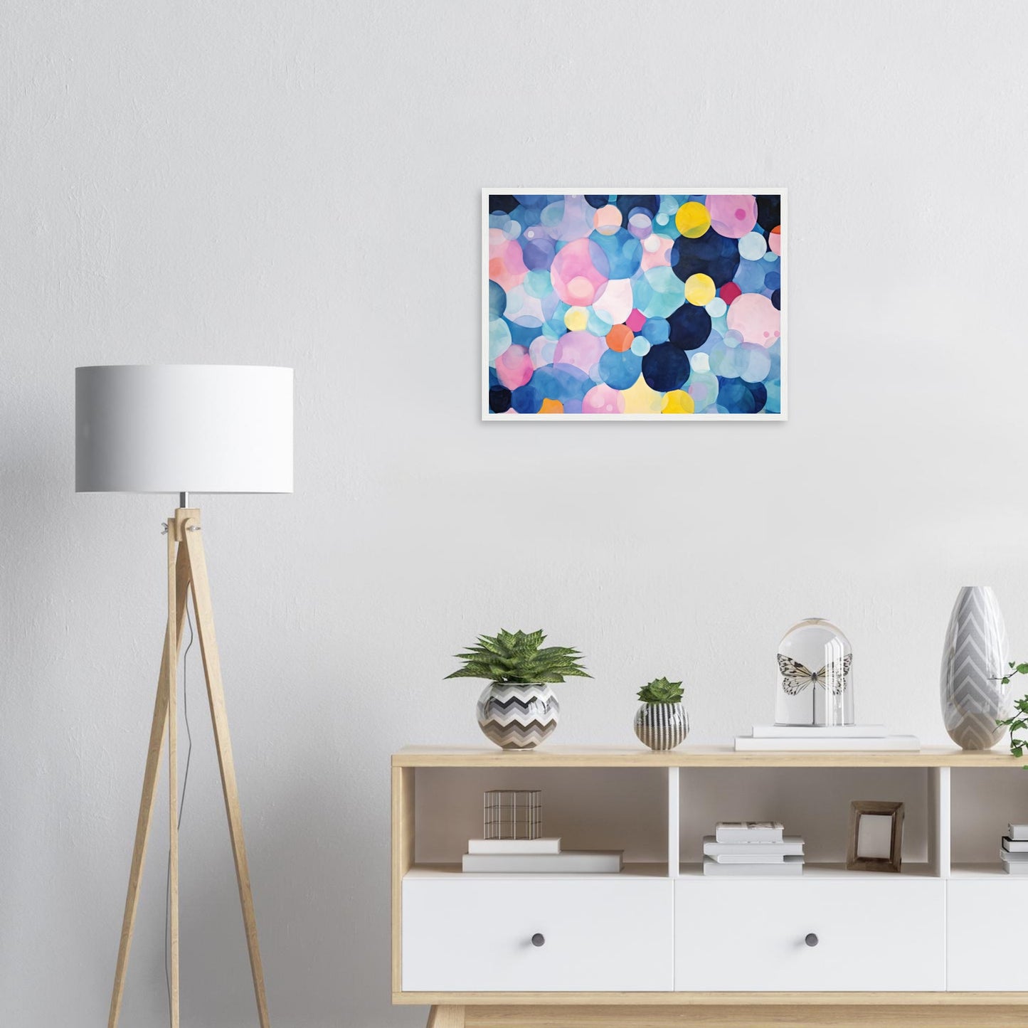 Blue Molecules - Blue Abstract Modern Wall Art Print