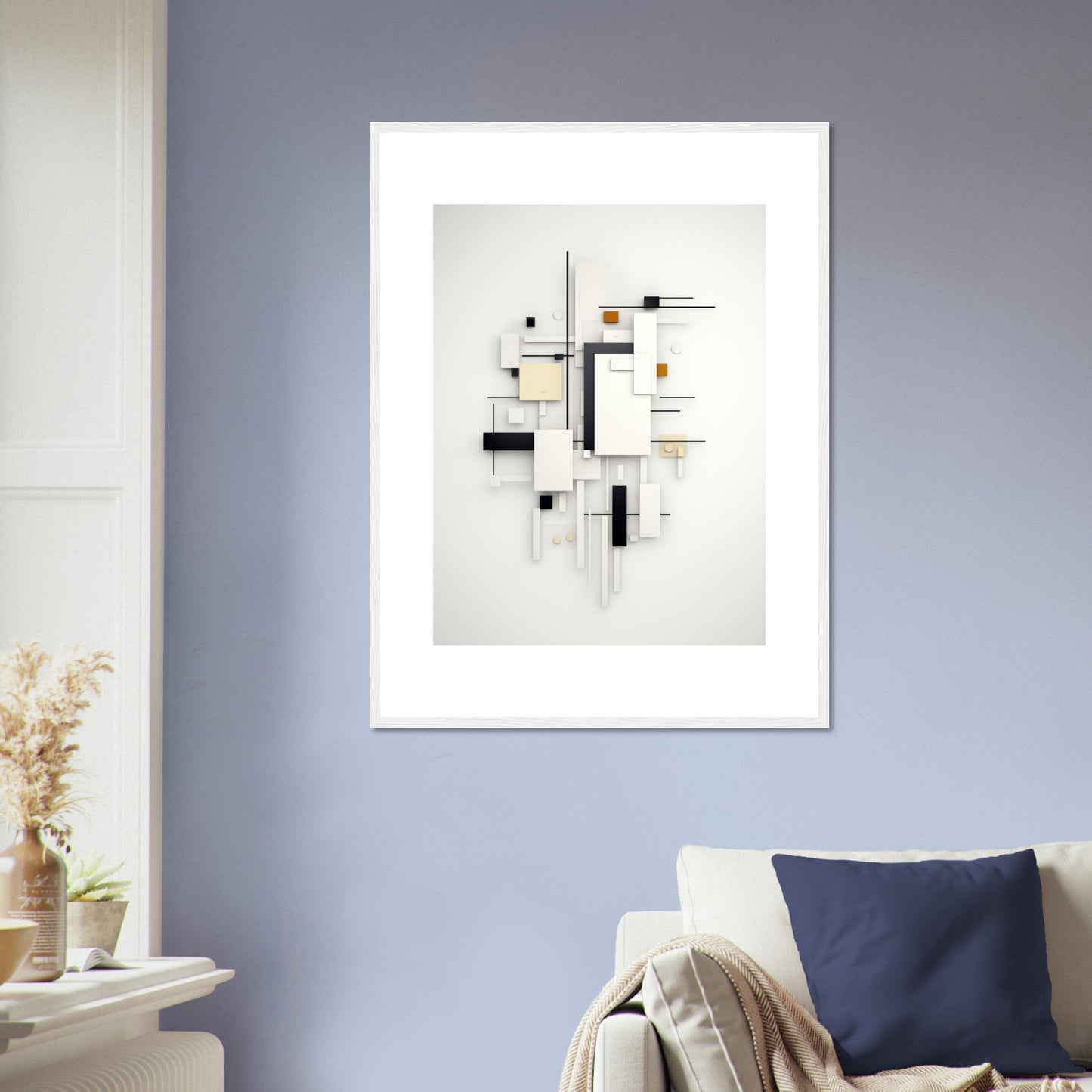 Platine - Black and White Geometric Wall Art Print