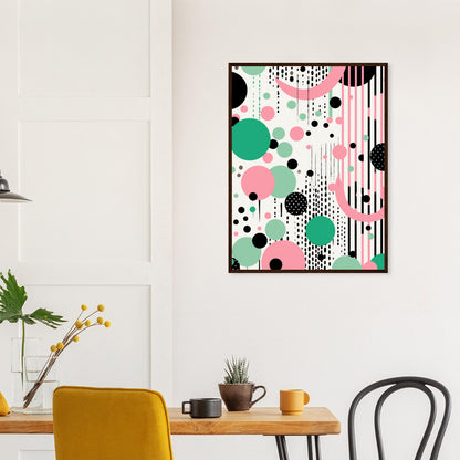 Hanging Accessories - Abstract Wall Art Circles Green, Pink, Black