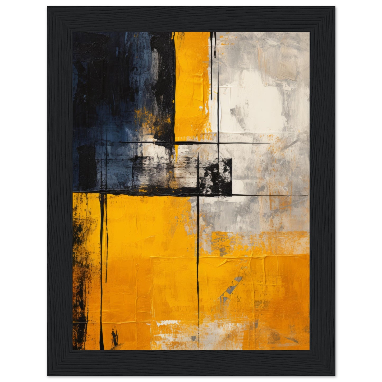 Yellow Distinction - Modern Abstract Wall Art Print Yellow Black