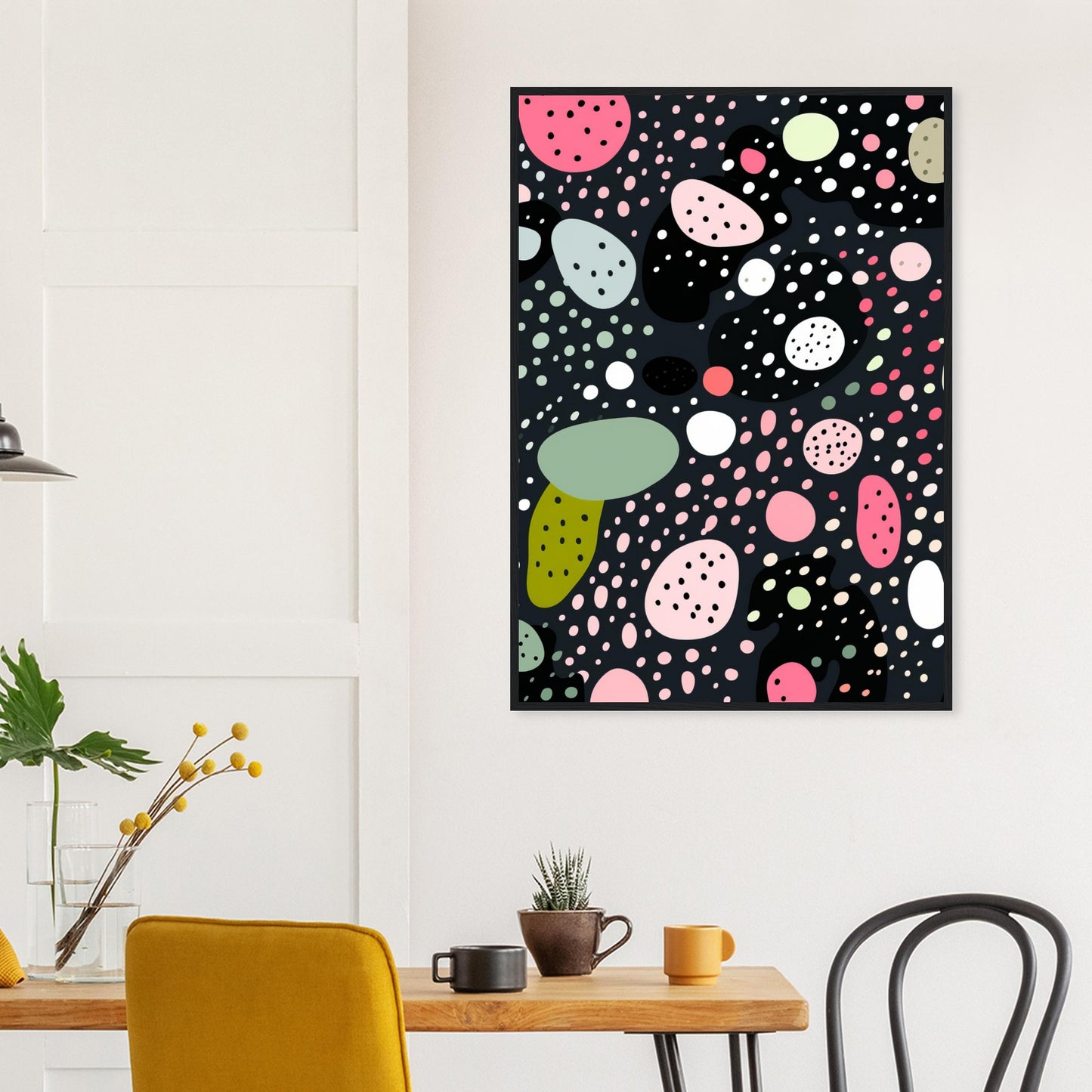 Licorice - Minimalist Wall Art Print Black Green Pink